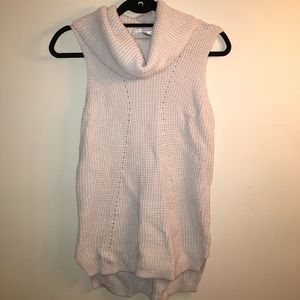 White Sleeveless Cowbell Neck Knit